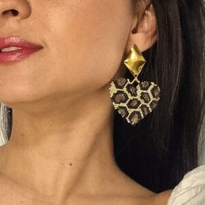 Aretes Animal Print Corazón Maxi
